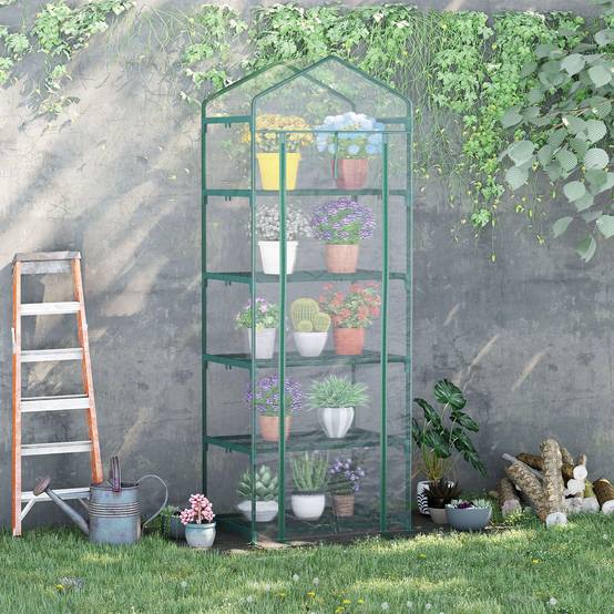 Maison Chic - Serre de jardin PVC avec étagères 5 niveaux, serre de balcon, bâche renforcée 135 g/m, 69x49x193 cm, transparent - Image 2