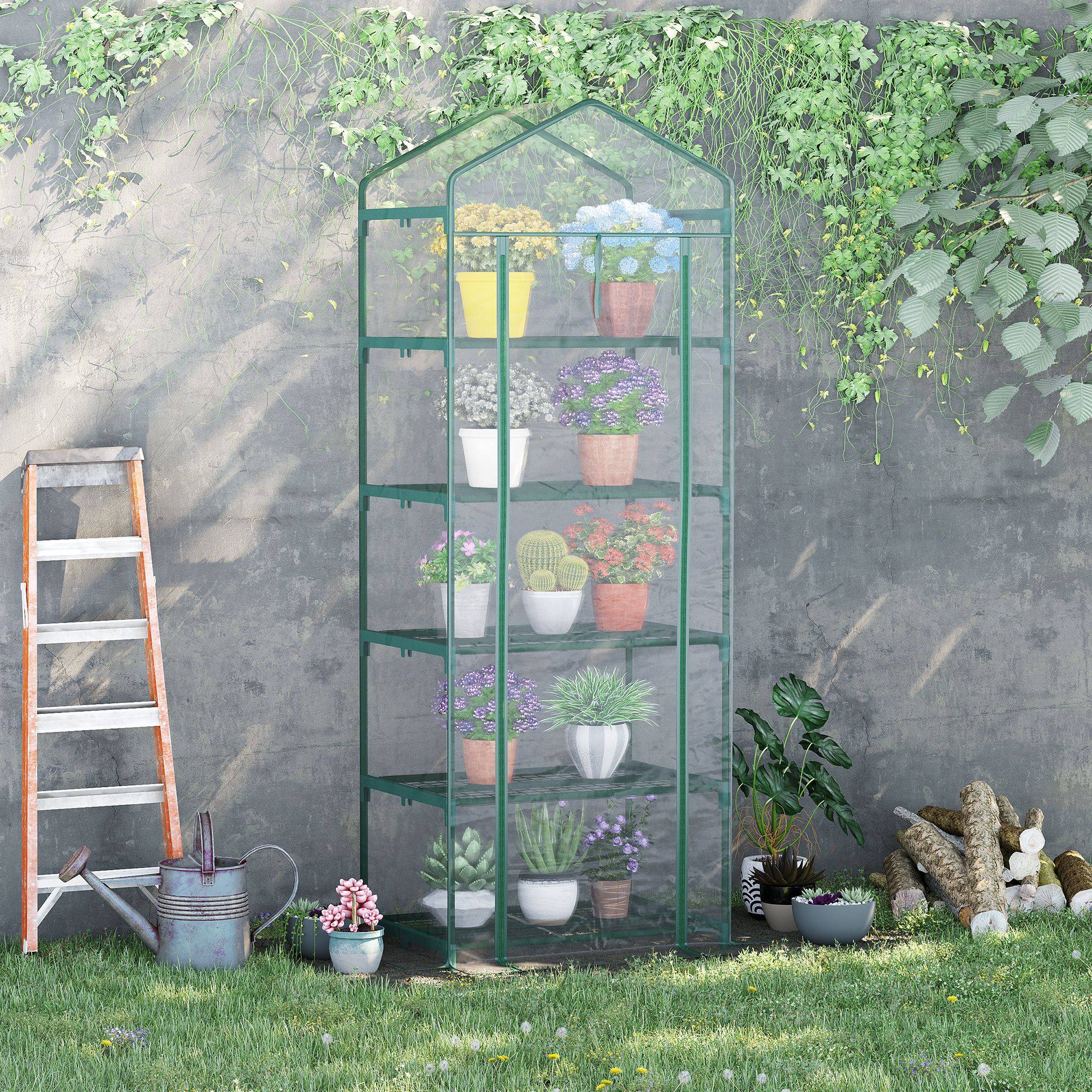Maison Chic - Serre de jardin PVC avec étagères 5 niveaux, serre de balcon, bâche renforcée 135 g/m, 69x49x193 cm, transparent - Image 2