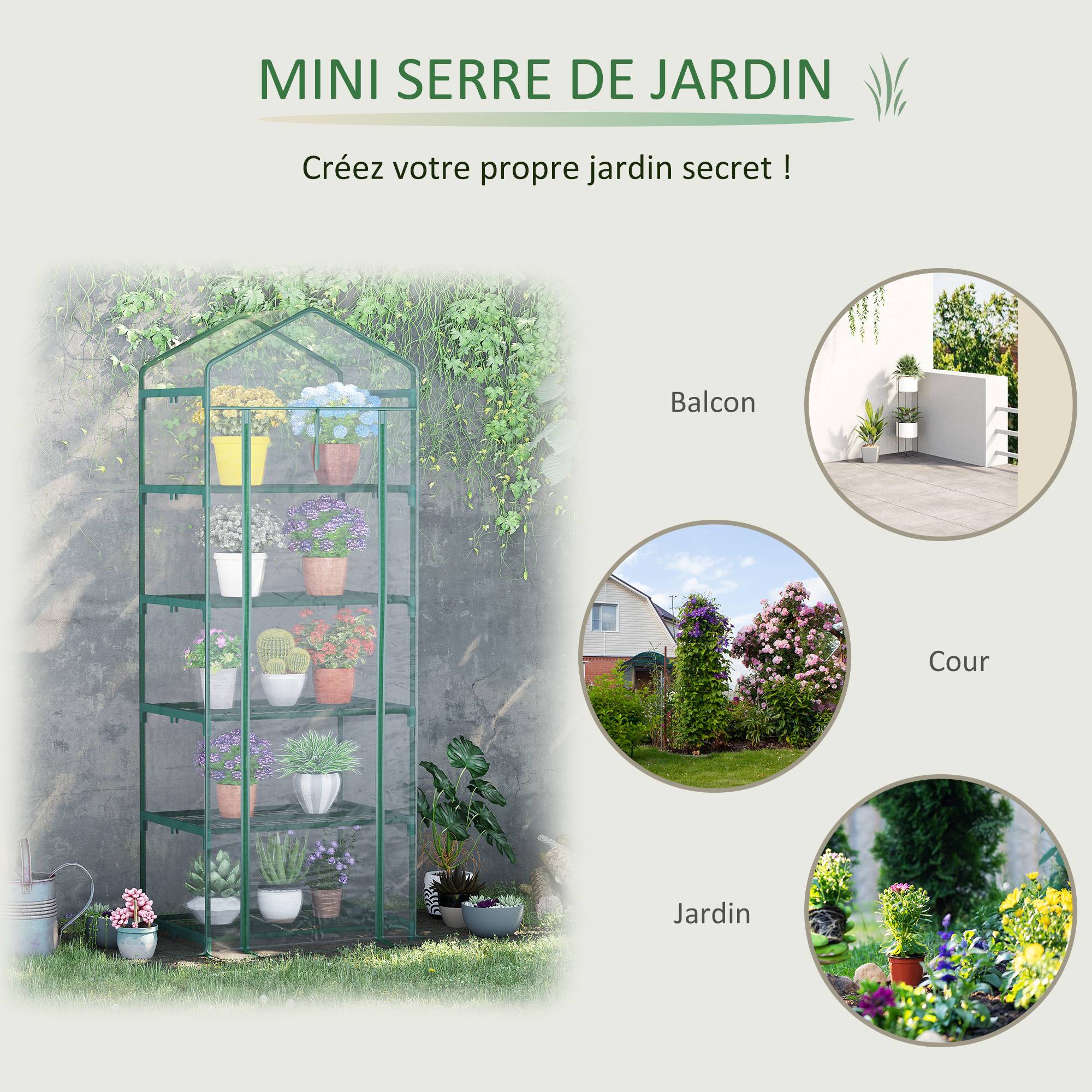 Maison Chic - Serre de jardin PVC avec étagères 5 niveaux, serre de balcon, bâche renforcée 135 g/m, 69x49x193 cm, transparent - Image 7
