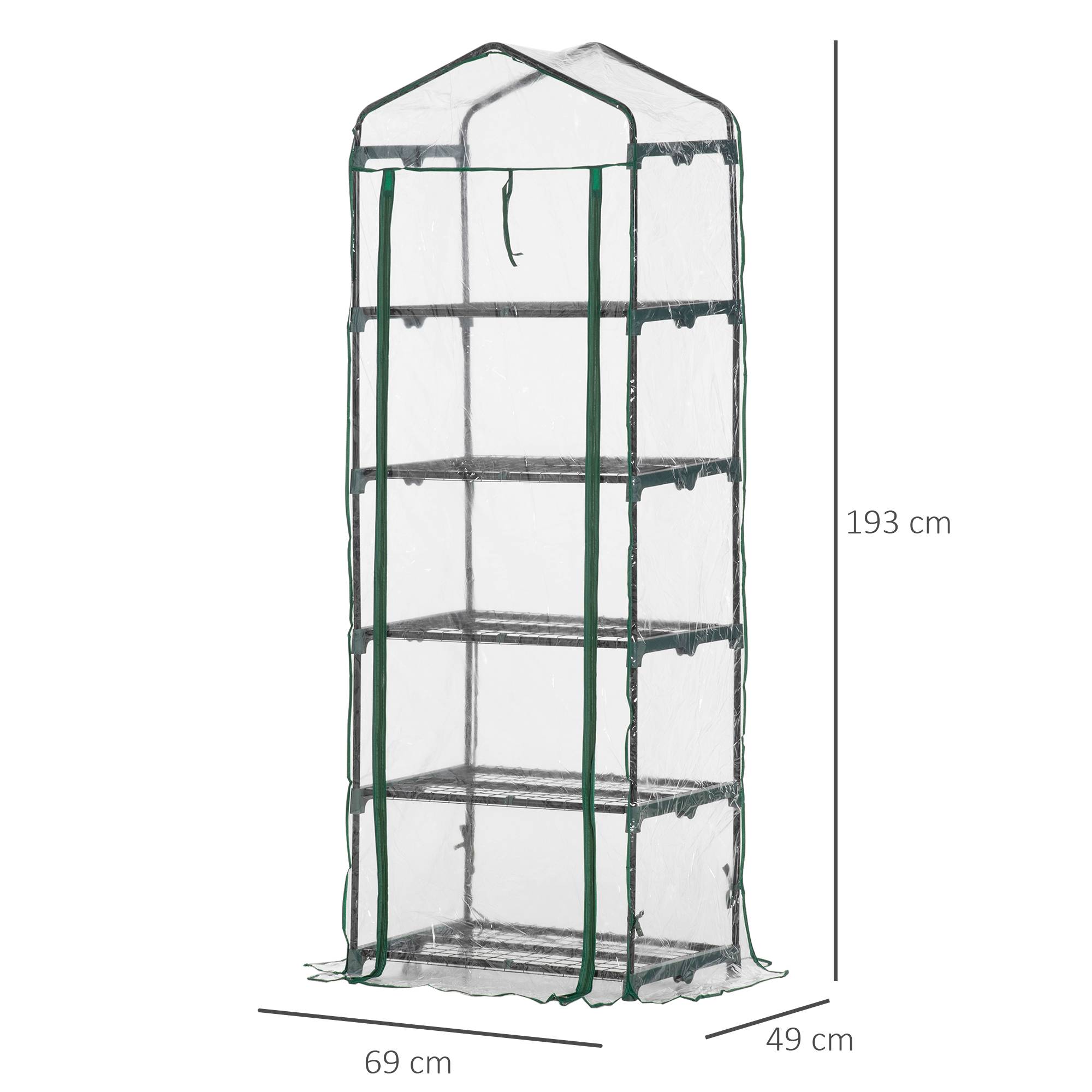 Maison Chic - Serre de jardin PVC avec étagères 5 niveaux, serre de balcon, bâche renforcée 135 g/m, 69x49x193 cm, transparent - Image 5