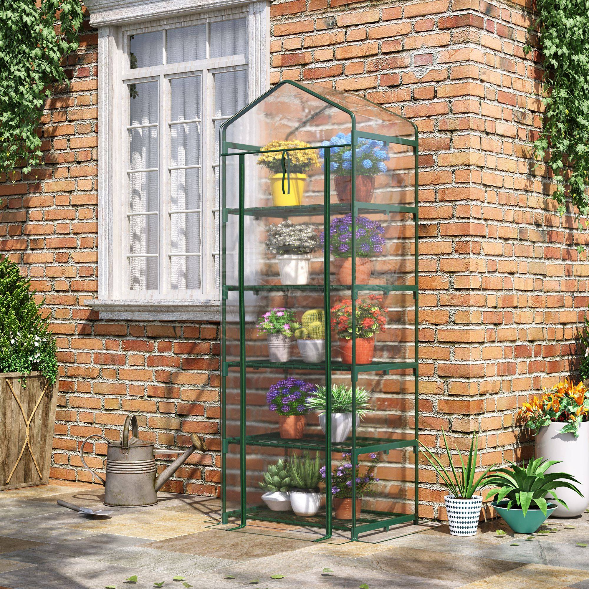 Maison Chic - Serre de jardin PVC avec étagères 5 niveaux, serre de balcon, bâche renforcée 135 g/m, 69x49x193 cm, transparent - Image 4
