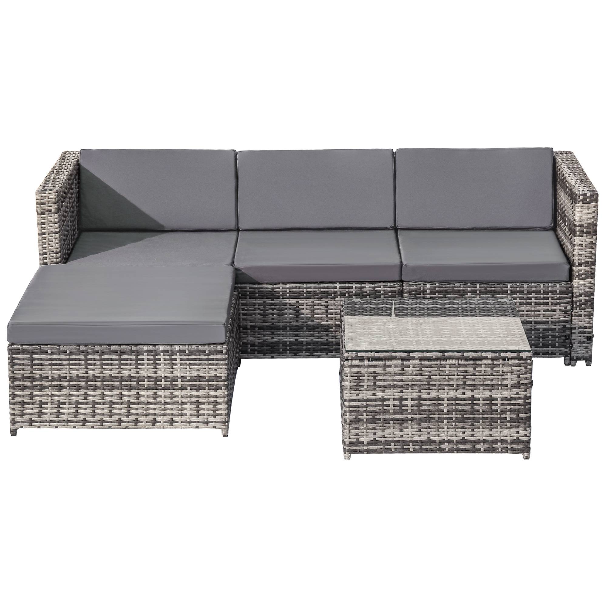 Salon de jardin d'angle en résine tressée extérieur coussins déhoussables 4 places gris - ComfortXL Outdoor Living - Image 2