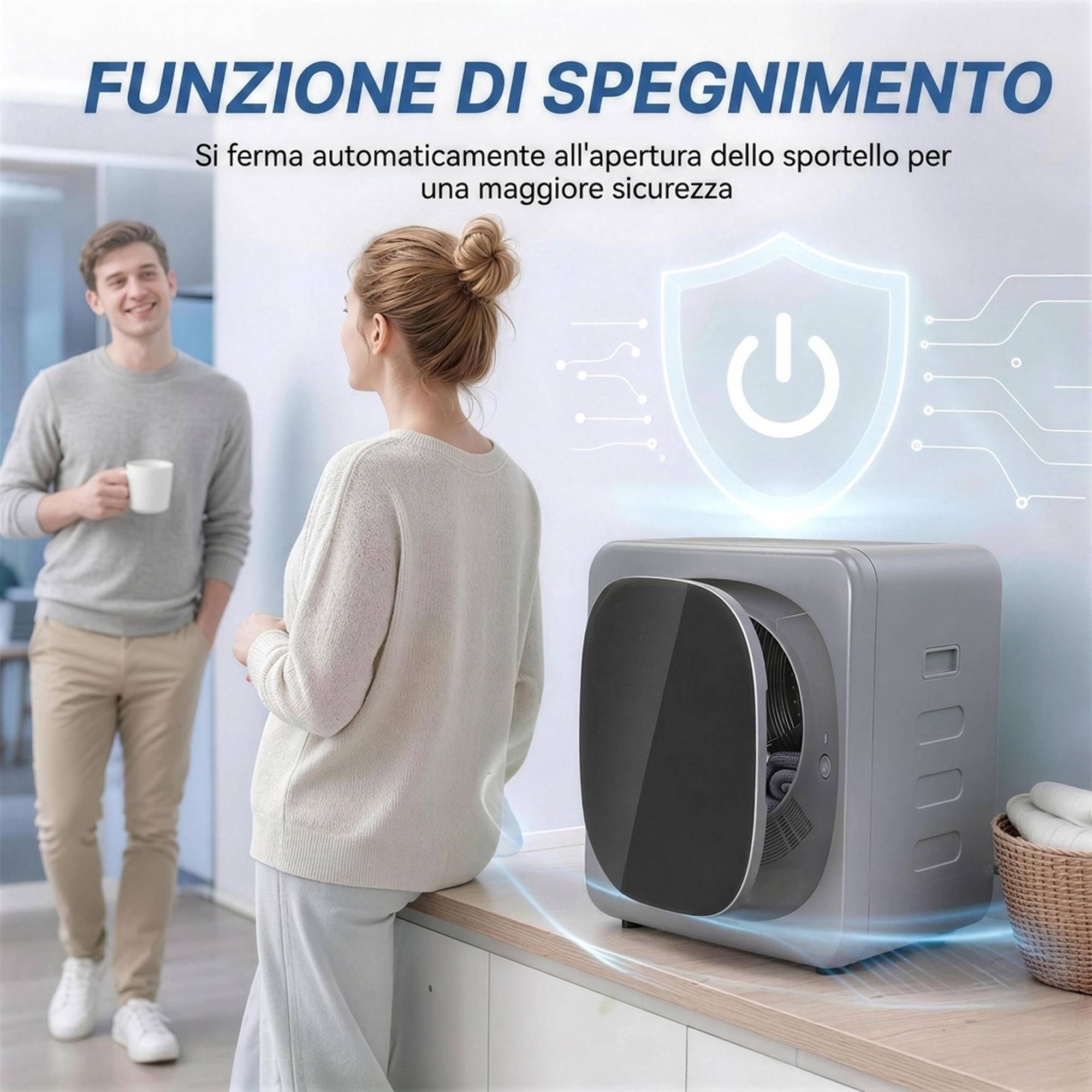 Mini sèche-linge à air 2,5kg, minuterie et programmes intelligents, 48x40x56 cm, argent - Image 9