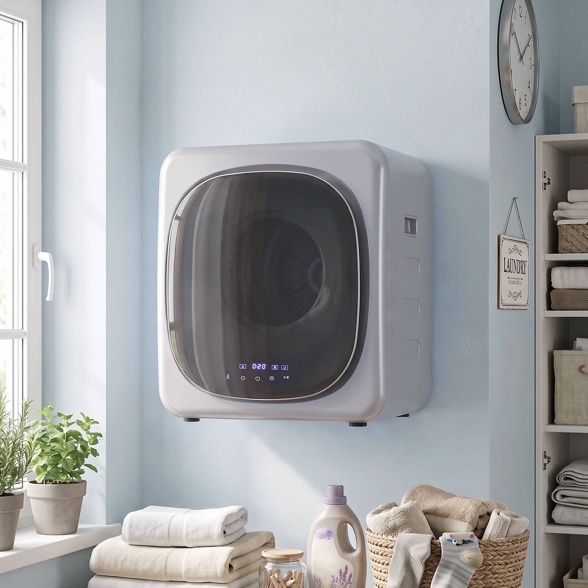 Mini sèche-linge à air 2,5kg, minuterie et programmes intelligents, 48x40x56 cm, argent - Image 4