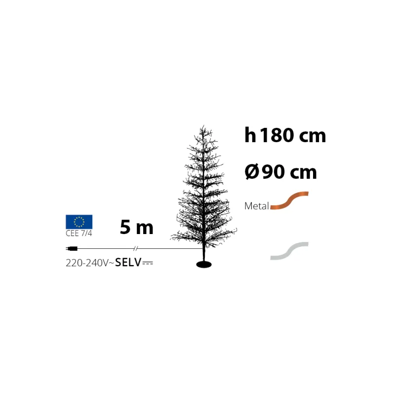Lotti - Arbre lumineux Conique TILLEUL Rose Gold H180cm Ø90cm 1568 MicroLED Blanc Chaud & Flash Lotti - Image 2