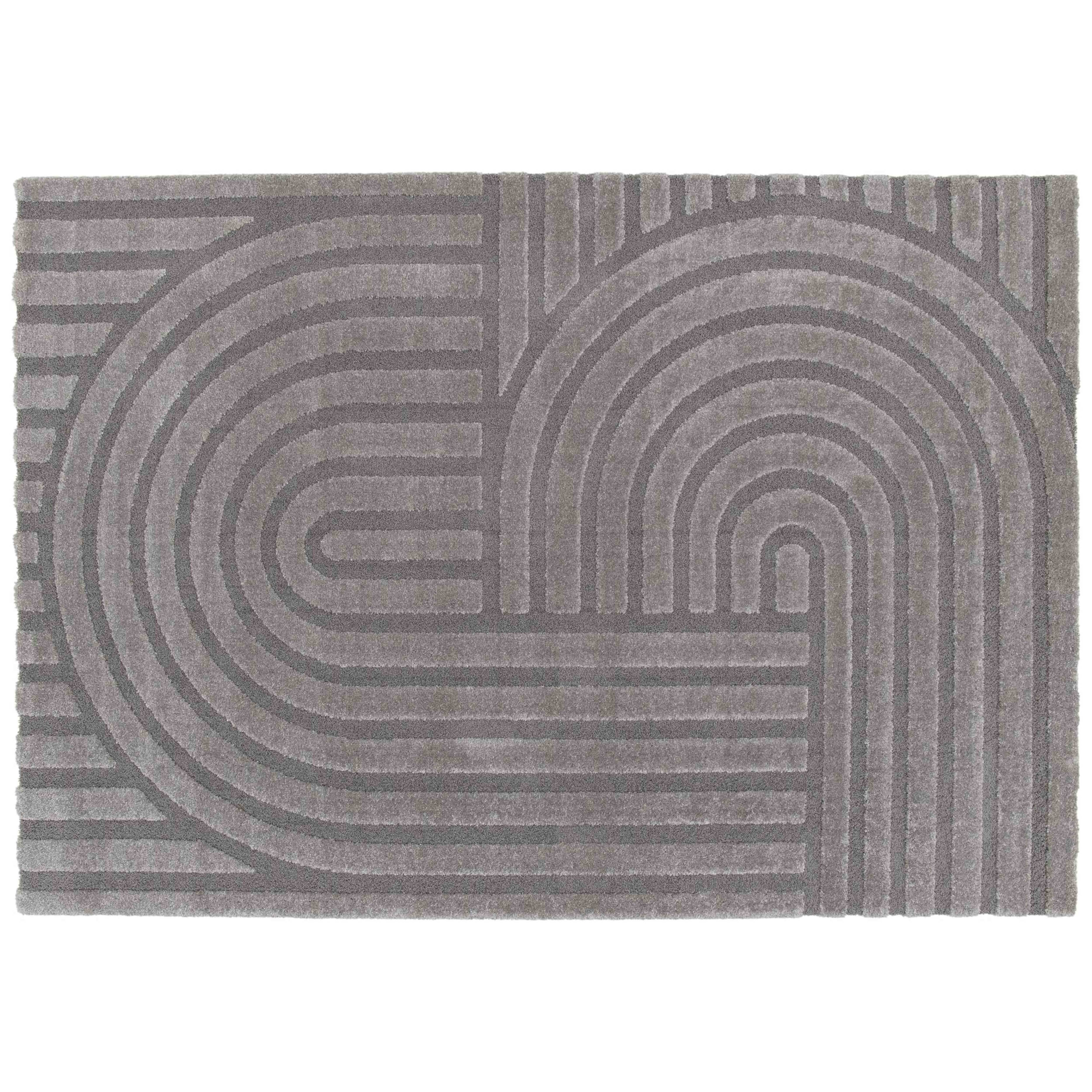 Oviala - Tapis rectangulaire à poils ras motif contemporain gris 120 x 170 cm Arche - Oviala - Imagen 1