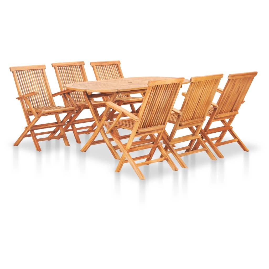 Vidaxl - Ensemble à manger d'extérieur pliable 7 pcs Bois solide de teck vidaXL 48999 - Imagen 1