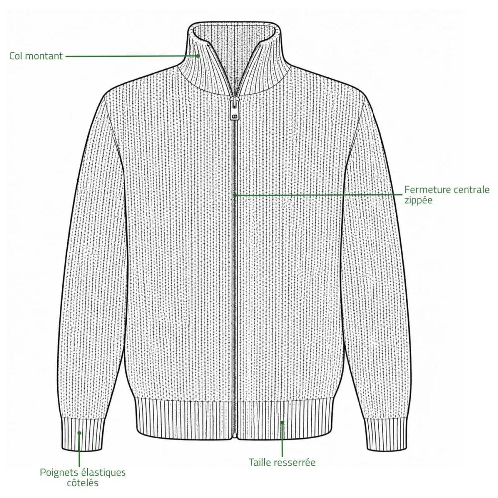 Blouson Cicero gris 70% acrylique 30% laine Taille M - Image 3