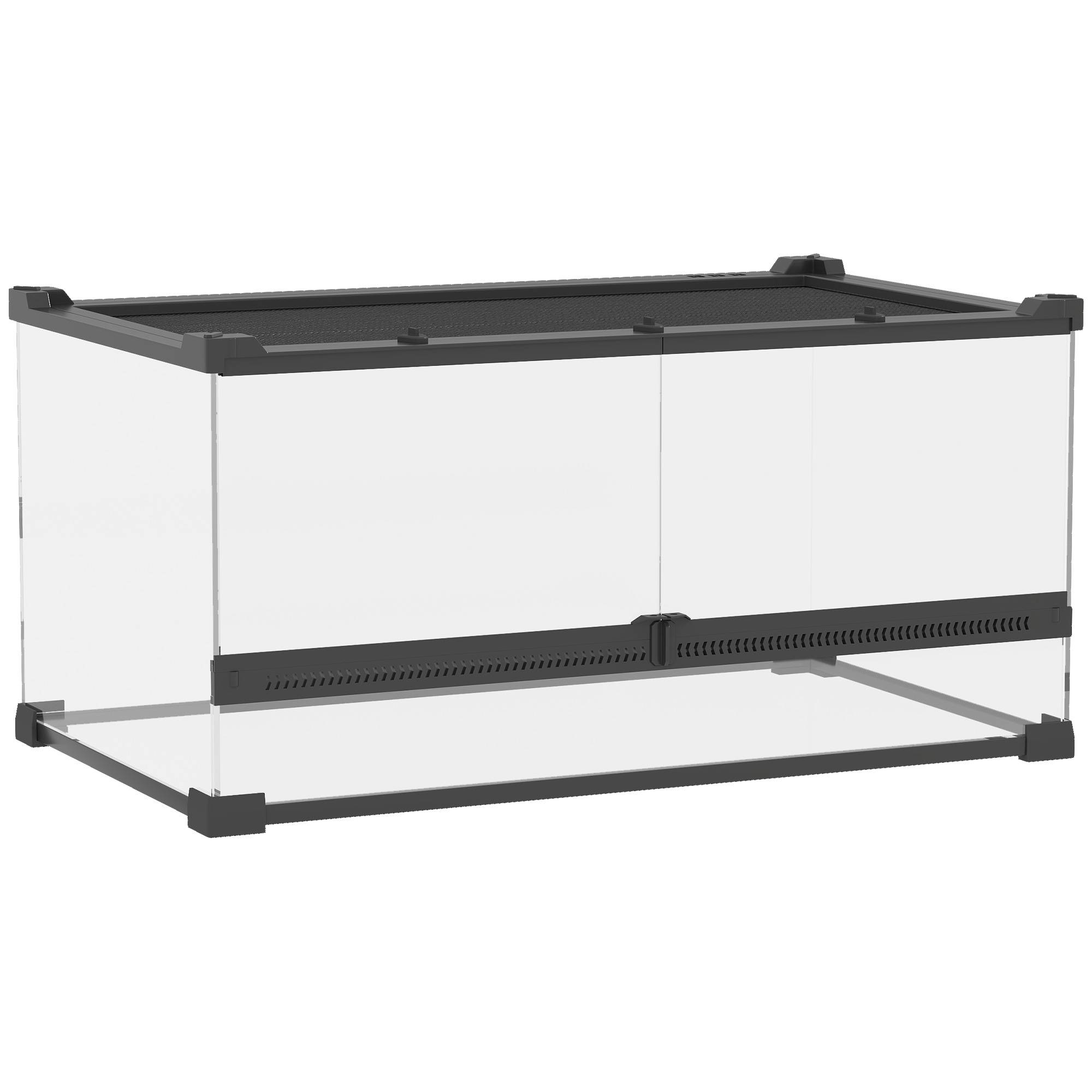 ComfortXL - Terrarium reptiles en verre trempé noir fond étanche surélevé ventilé avec portes frontales et passe-câbles - Image 10