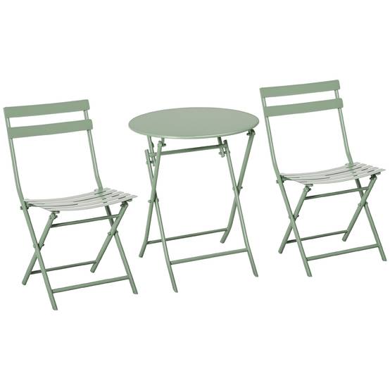 Salon de jardin bistrot Acier Balcon Terrasse Pliable anti-corrosion 60cm Vert - ComfortXL Outdoor Living - Image 1