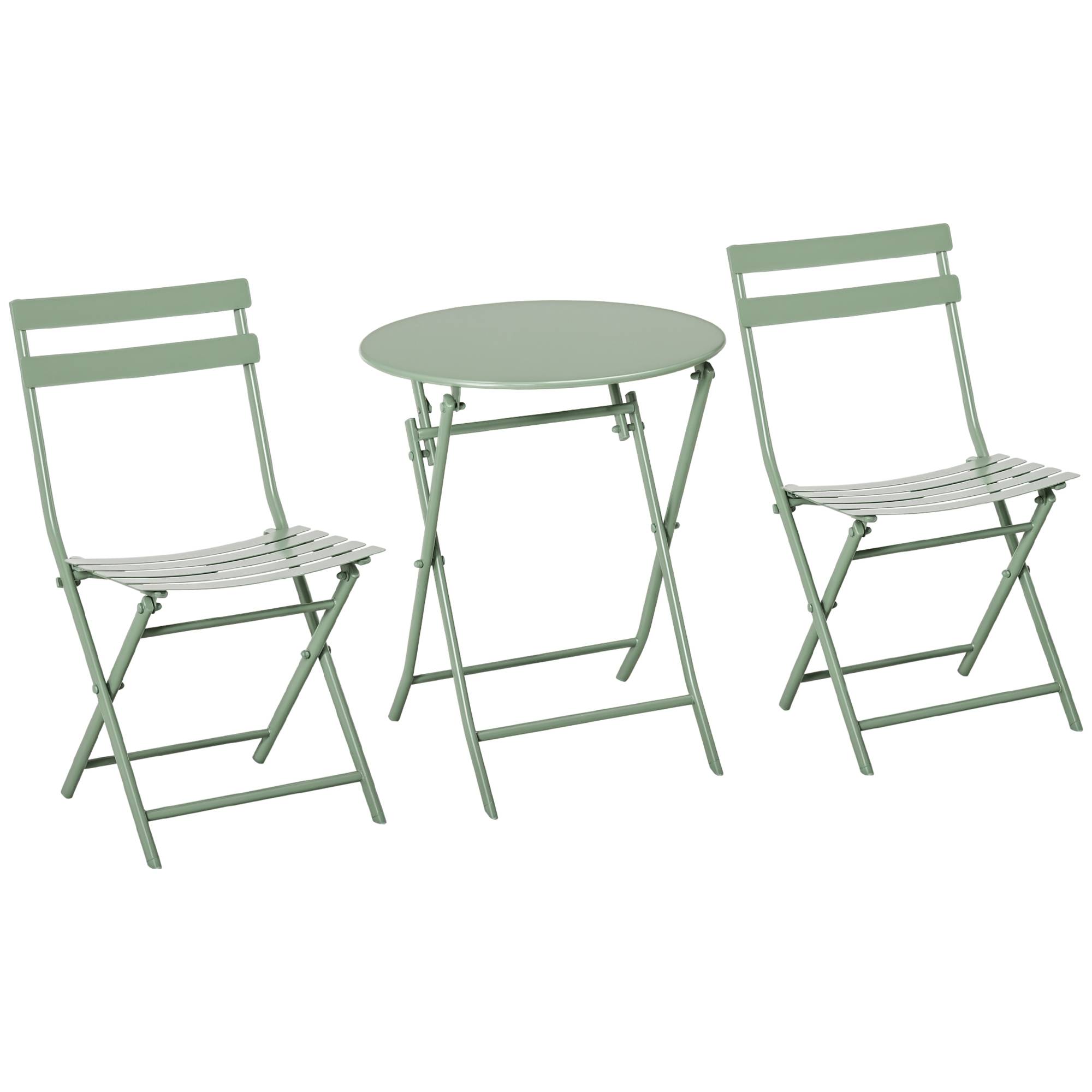 Salon de jardin bistrot Acier Balcon Terrasse Pliable anti-corrosion 60cm Vert - ComfortXL Outdoor Living - Image 1
