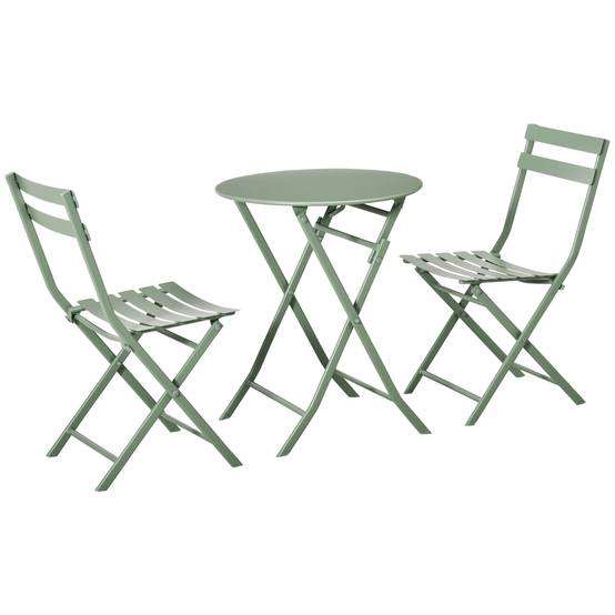 Salon de jardin bistrot Acier Balcon Terrasse Pliable anti-corrosion 60cm Vert - ComfortXL Outdoor Living - Image 2