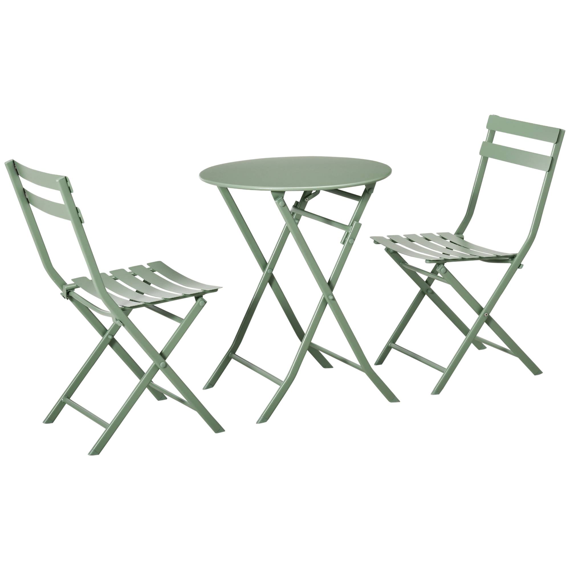 Salon de jardin bistrot Acier Balcon Terrasse Pliable anti-corrosion 60cm Vert - ComfortXL Outdoor Living - Image 2