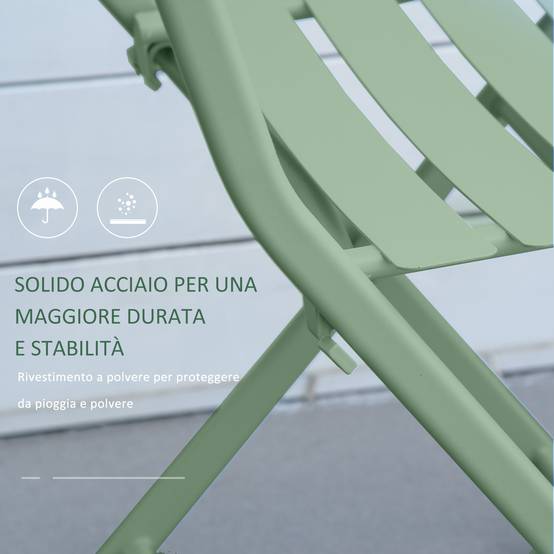 Salon de jardin bistrot Acier Balcon Terrasse Pliable anti-corrosion 60cm Vert - ComfortXL Outdoor Living - Image 7