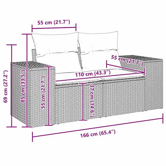 Ensemble de terrasse 7 places en polyrotin tressé avec table et poufs Noir – ComfortXL Outdoor Living - Image 3