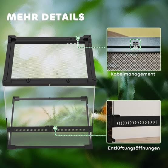 Terrarium en verre pour reptiles, fond surélevé et imperméable, fermeture à bouton - Image 10