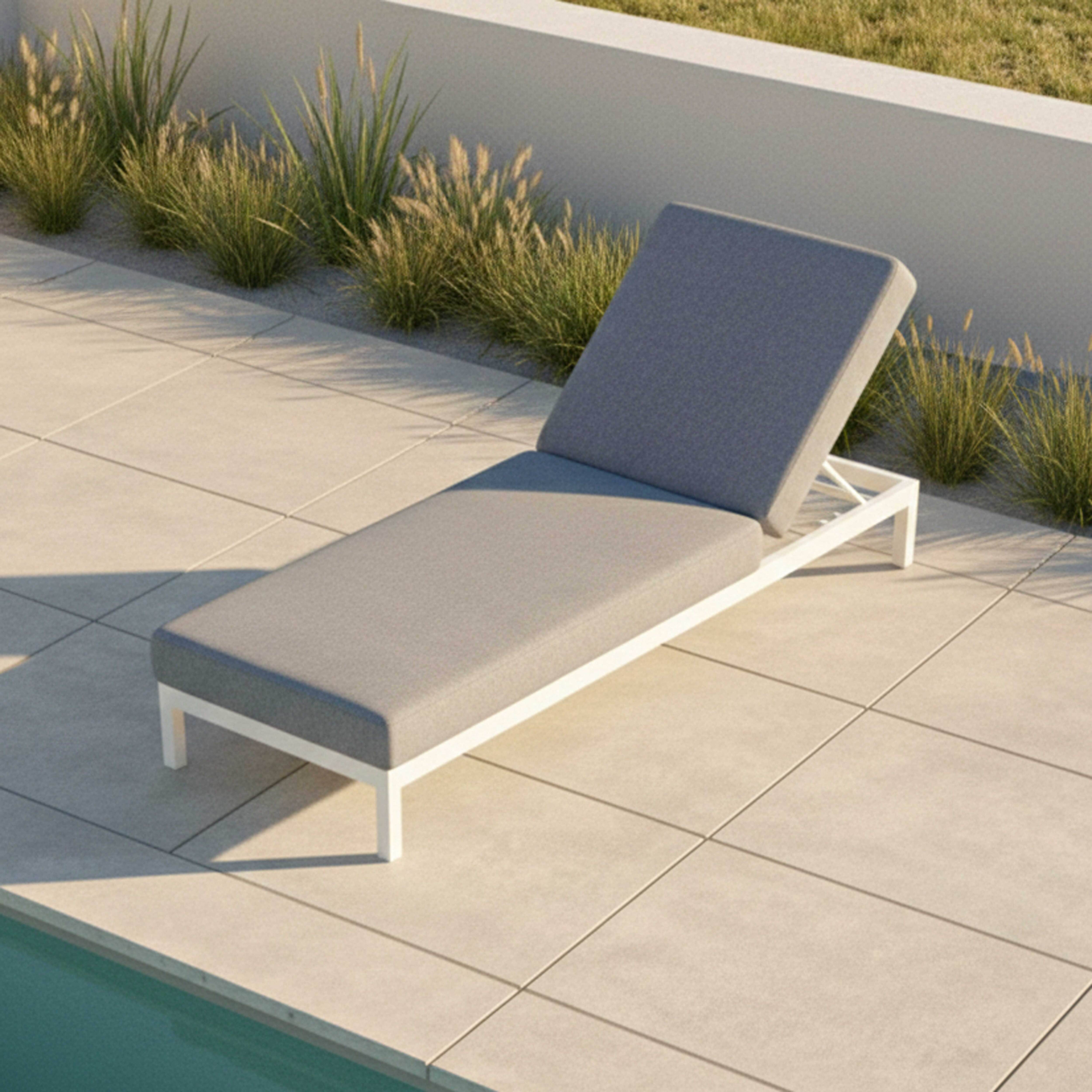Oviala - Bain de soleil inclinable en aluminium gris clair Galapagos - Oviala - Imagen 3