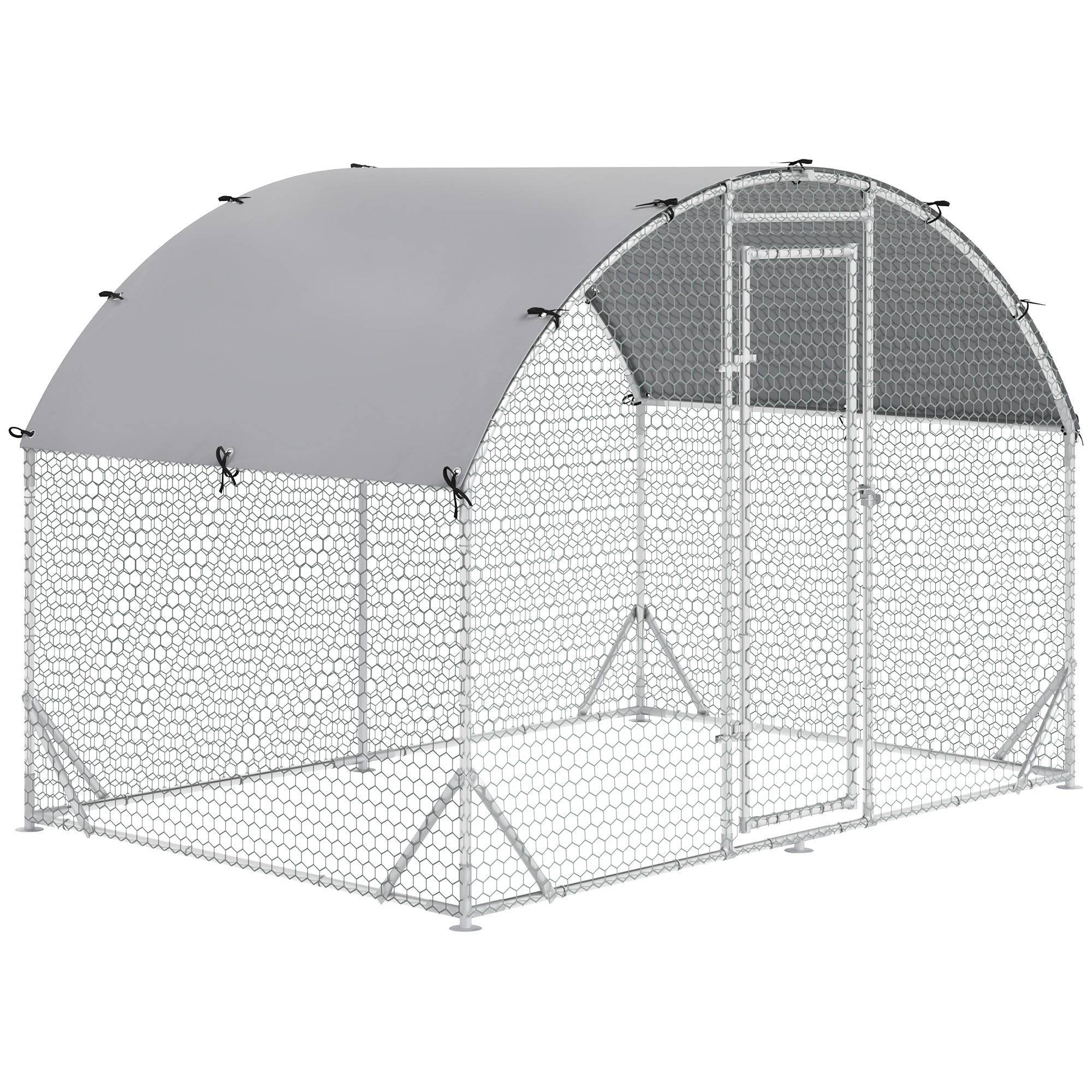 Enclos pour volailles acier galvanisé argenté 280 x 190 x 197 cm - PANGIVO - Image 1