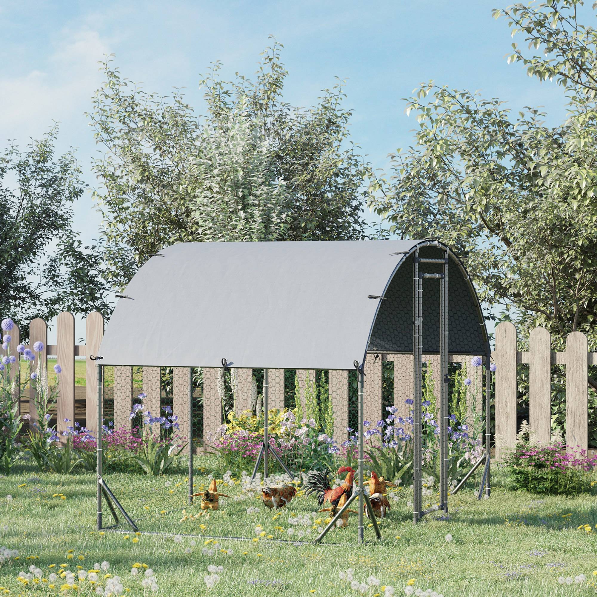 Enclos pour volailles acier galvanisé argenté 280 x 190 x 197 cm - PANGIVO - Image 3