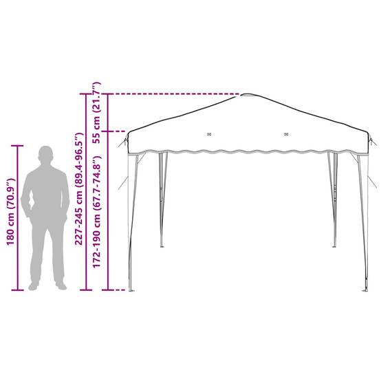 ComfortXL - Tente de réception pop-up tissu Oxford pour jardin hauteur réglable 288x288cm anthracite - ComfortXL Outdoor Living - Image 10