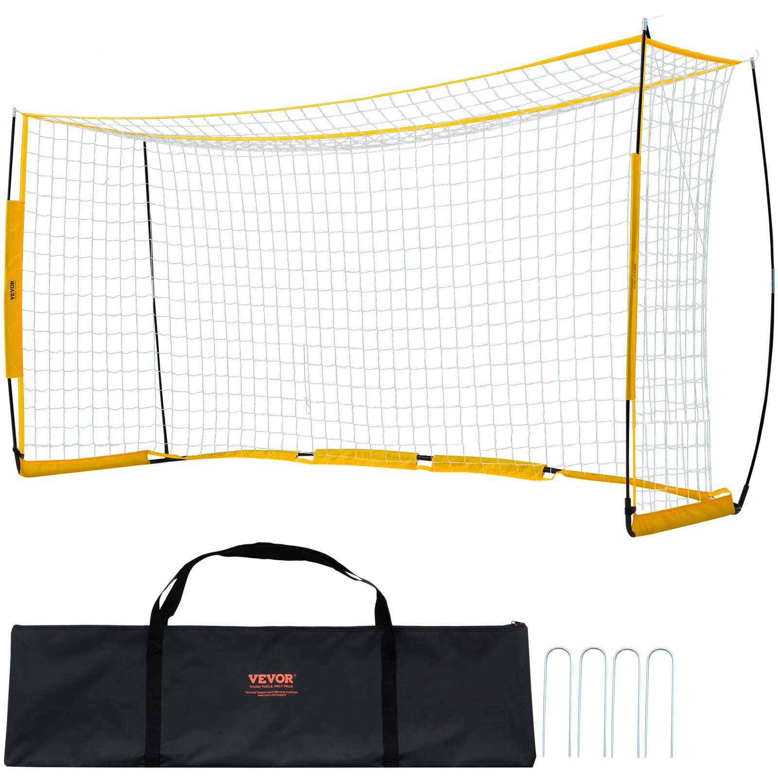 Vevor - VEVOR But de football portable 1828x3657 mm, structure acier et fibre de verre, filet Dacron, sac de transport, jaune. - Image 1