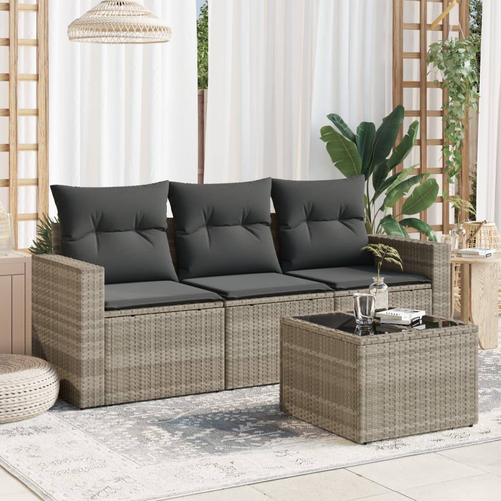 ComfortXL - Petit Salon de Jardin 3 Places avec Coffre de Rangement Résine Tressée Gris Clair et Table Basse – ComfortXL Outdoor Living - Image 1