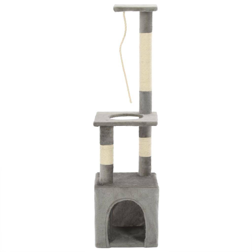 Helloshop26 - Arbre à chat griffoir grattoir niche jouet animaux peluché en sisal 109 cm gris - Image 1
