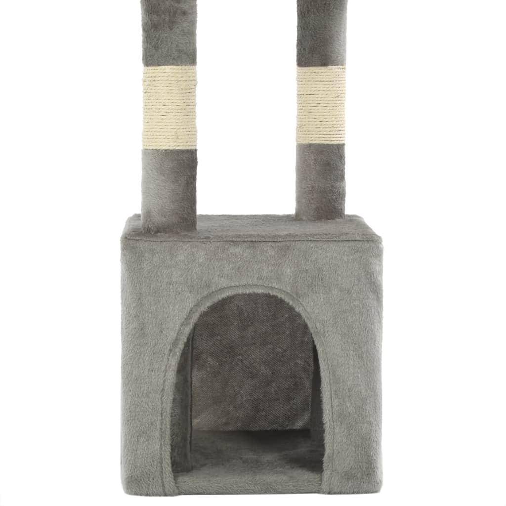 Helloshop26 - Arbre à chat griffoir grattoir niche jouet animaux peluché en sisal 109 cm gris - Imagen 6
