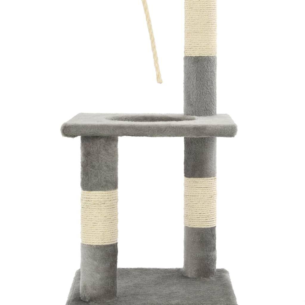 Helloshop26 - Arbre à chat griffoir grattoir niche jouet animaux peluché en sisal 109 cm gris - Image 5