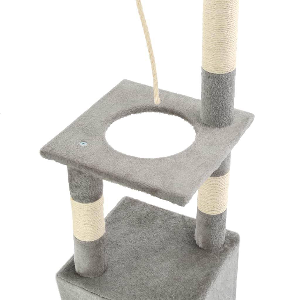 Helloshop26 - Arbre à chat griffoir grattoir niche jouet animaux peluché en sisal 109 cm gris - Image 4