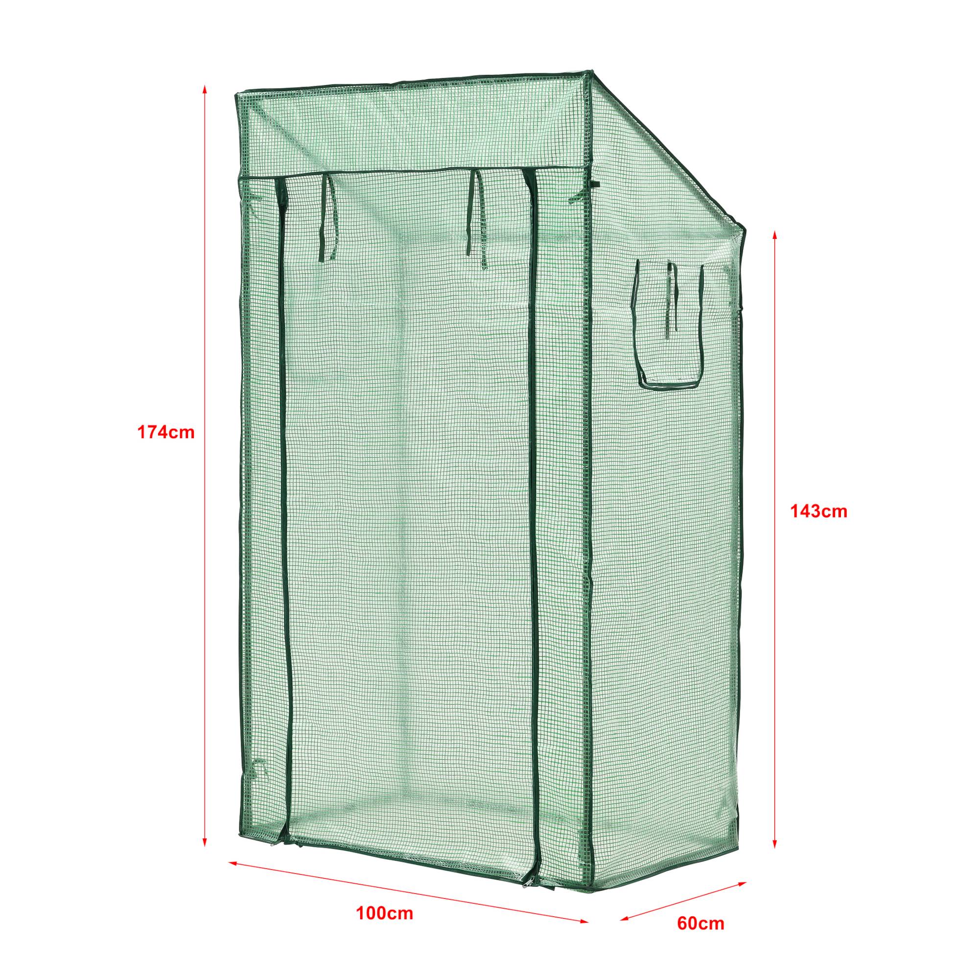 Serre de tomates Marzano en acier et polyéthylène à porte et 2 fenêtres zippées 100 x 60 x 143 - 174 cm vert [en.casa] - Imagen 4