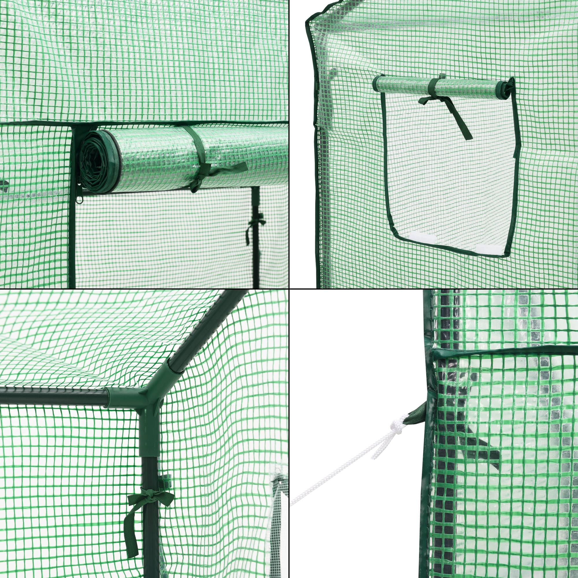 Serre de tomates Marzano en acier et polyéthylène à porte et 2 fenêtres zippées 100 x 60 x 143 - 174 cm vert [en.casa] - Imagen 6