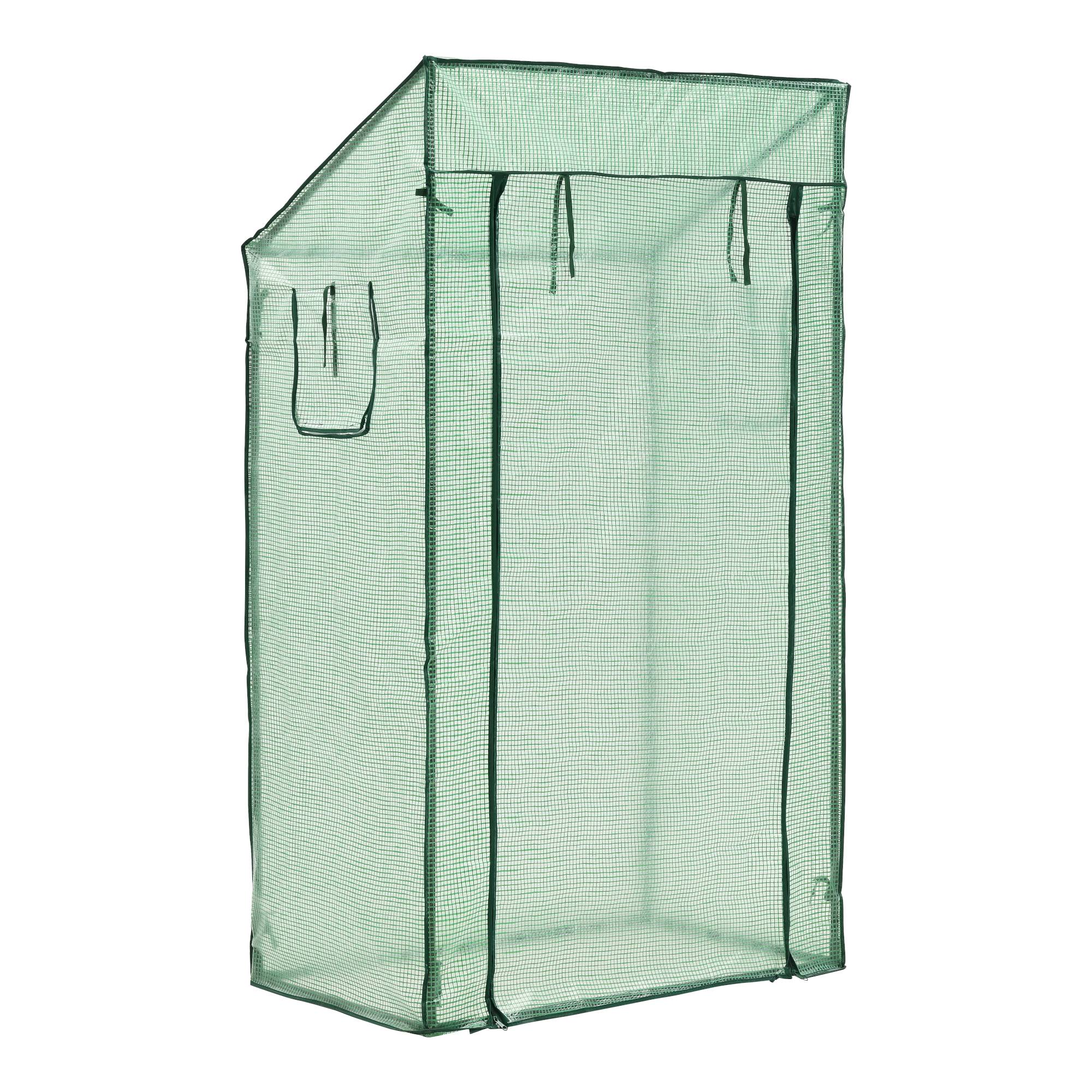 Serre de tomates Marzano en acier et polyéthylène à porte et 2 fenêtres zippées 100 x 60 x 143 - 174 cm vert [en.casa] - Imagen 3