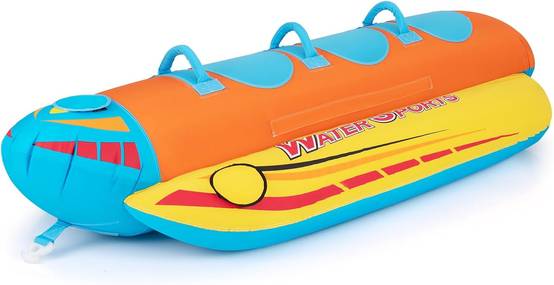 Bateau Banane Gonflable pour 1 à 3 Passagers Charge 231KG, Flotteur Gonflable Remorquable avec 3 Sièges et Poignées Rembourrés en EVA - Image 1