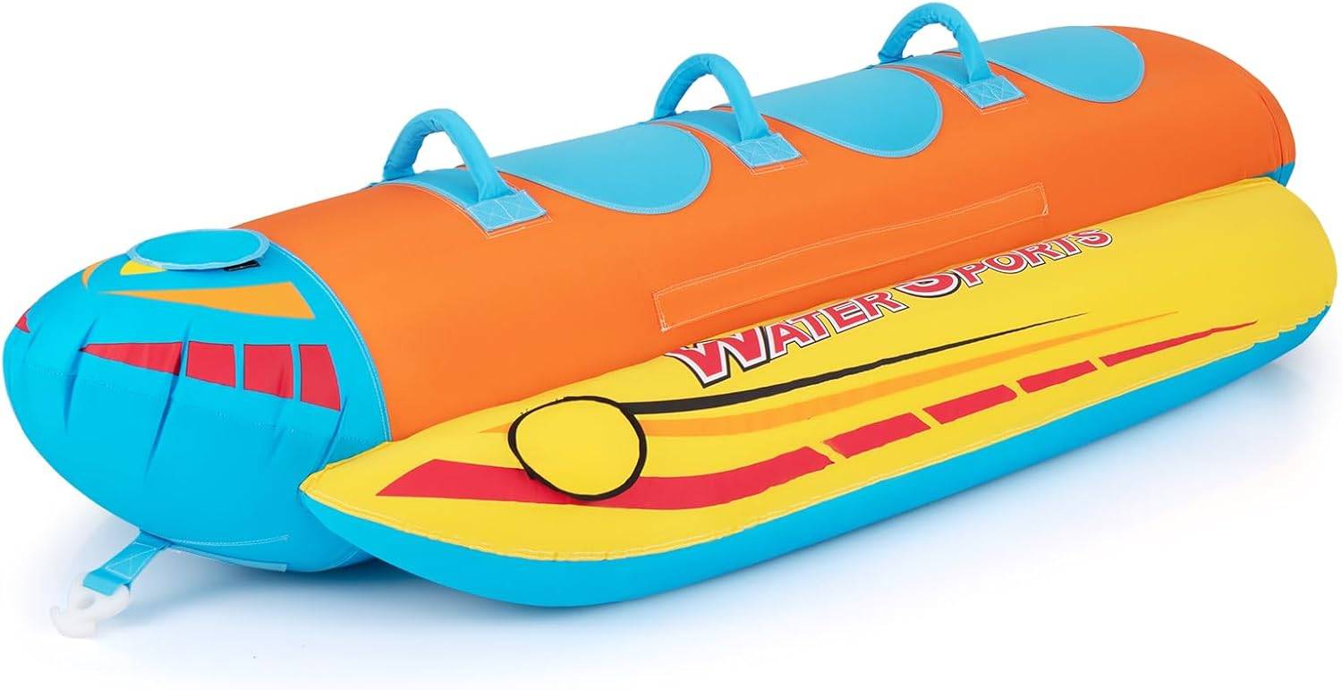 Bateau Banane Gonflable pour 1 à 3 Passagers Charge 231KG, Flotteur Gonflable Remorquable avec 3 Sièges et Poignées Rembourrés en EVA - Image 1
