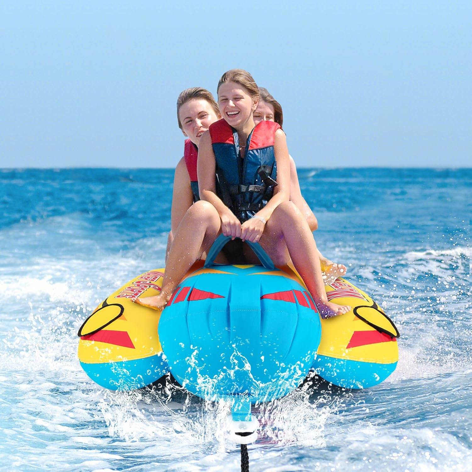 Bateau Banane Gonflable pour 1 à 3 Passagers Charge 231KG, Flotteur Gonflable Remorquable avec 3 Sièges et Poignées Rembourrés en EVA - Image 9