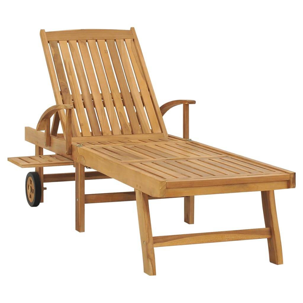 Helloshop26 - Transat chaise longue bain de soleil lit de jardin terrasse meuble d'extérieur avec table bois de teck solide - Imagen 3