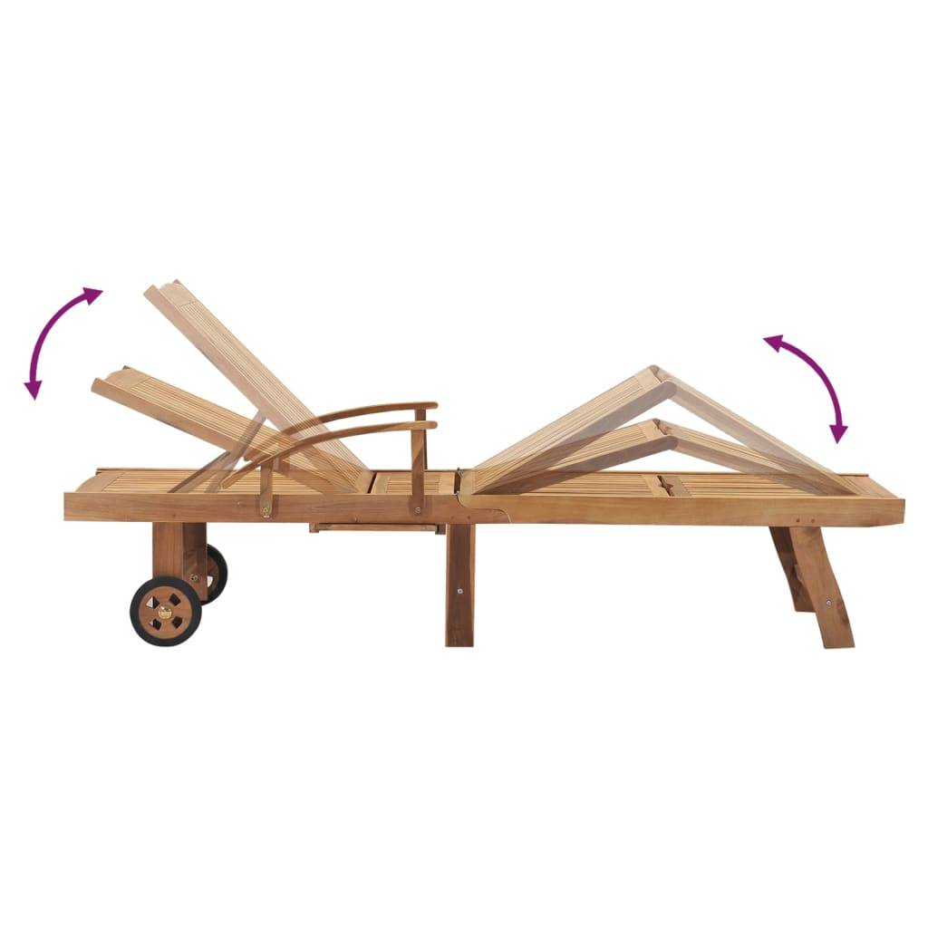 Helloshop26 - Transat chaise longue bain de soleil lit de jardin terrasse meuble d'extérieur avec table bois de teck solide - Imagen 6