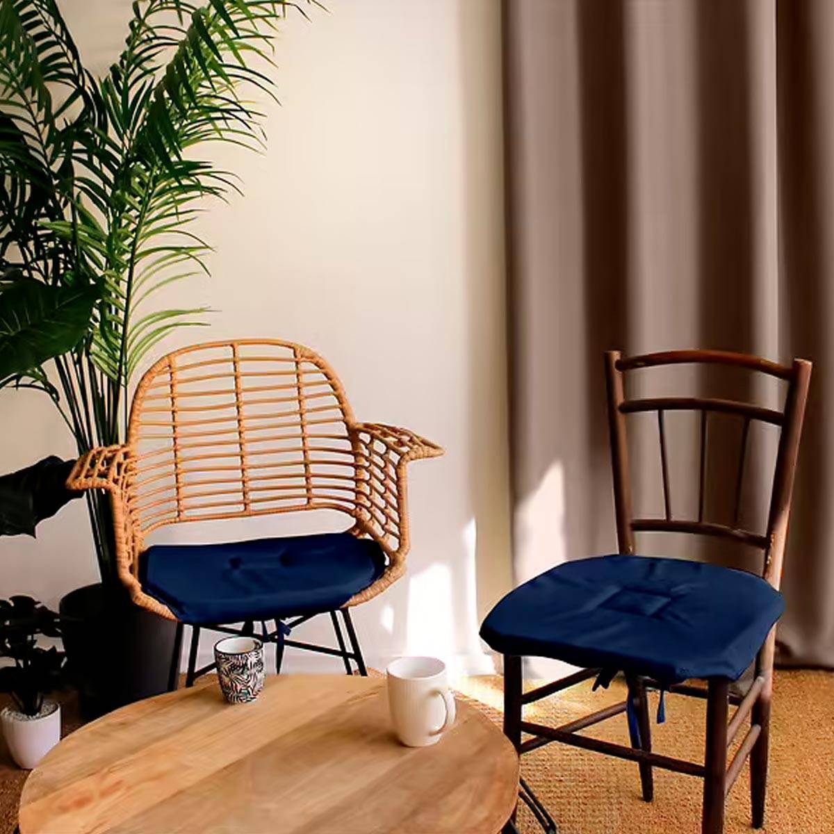 Enjoy Home - Galette de Chaise Uni "Basic" 40x40cm Bleu Marine - Image 2