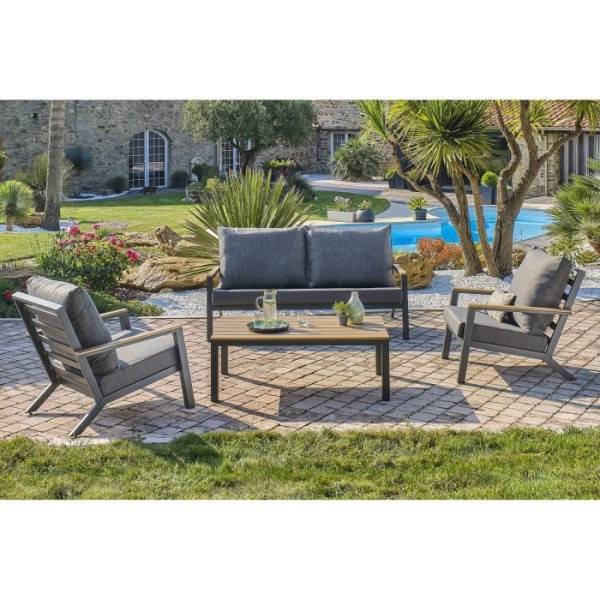 Dcb Garden - Salon bas de jardin - Aluminium - DCB GARDEN - 5 places - Gris anthracite et polywood - KOMMOS - Image 2