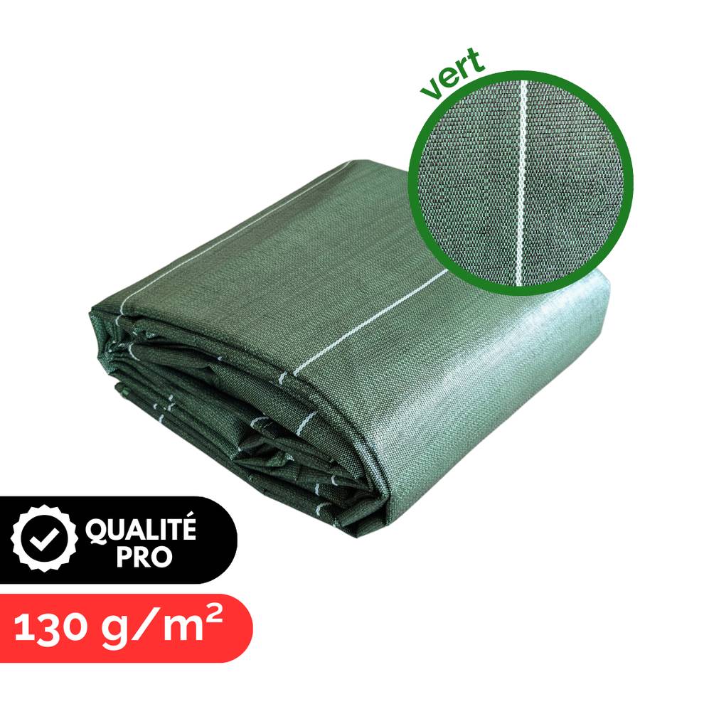 Toile de paillage 130g/m2 Longueur 10m Largeur 3,30m anti mauvaises herbes Geotextile Vert ZENLYS Grande Largeur 3M très épaisse - Image 6