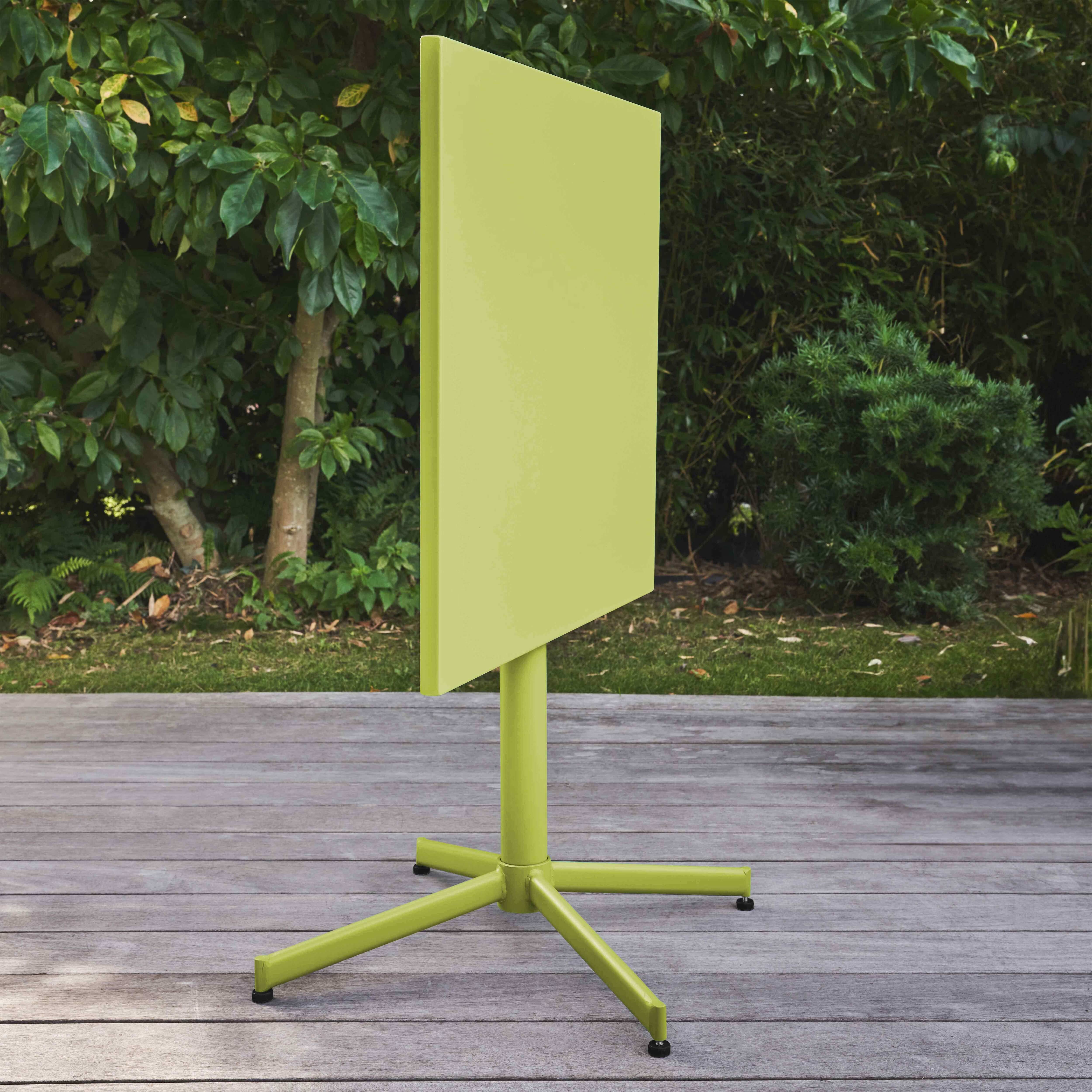 Oviala - Table de jardin carrée bistro inclinable en acier vert Palavas - Oviala - Imagen 3