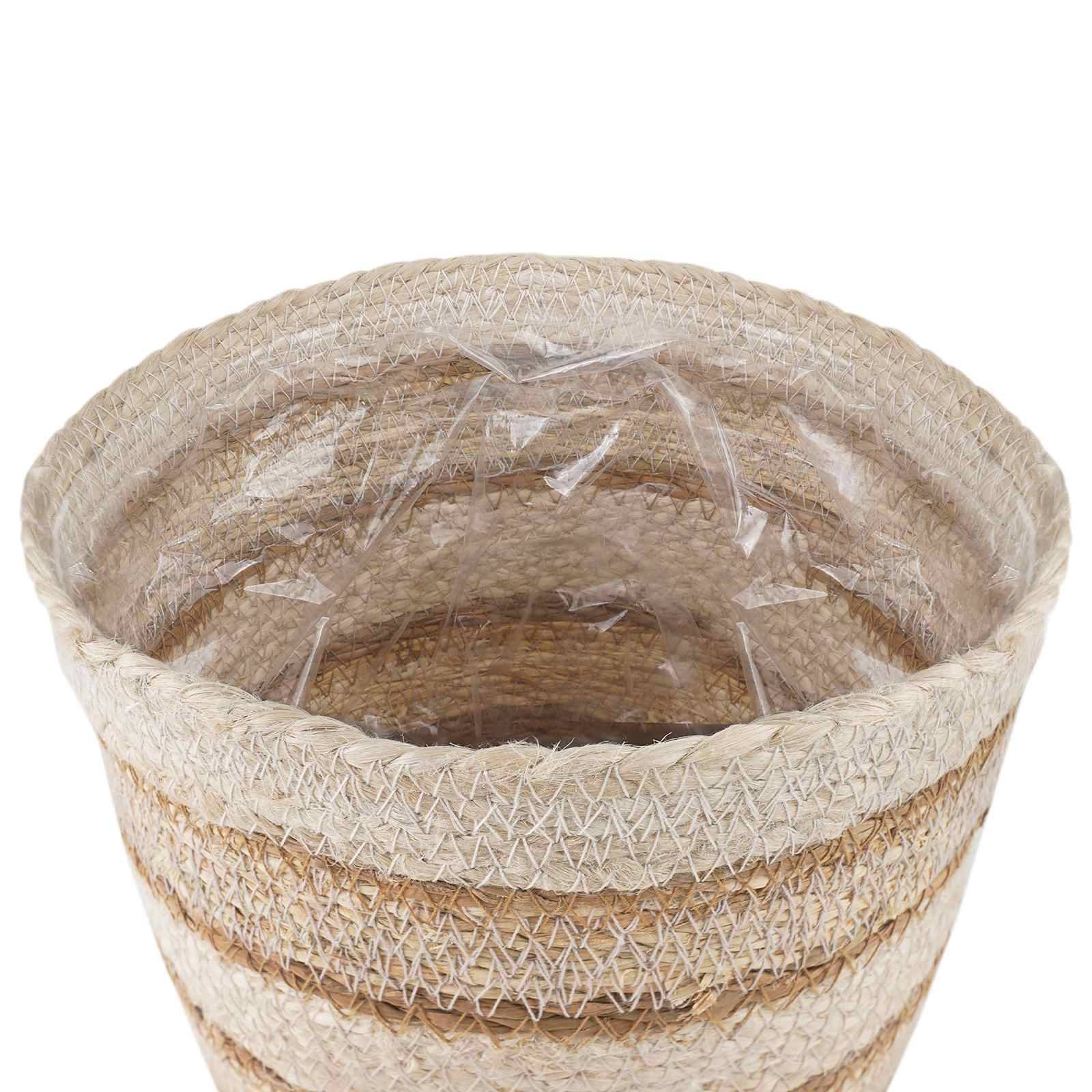 Paniers à plantes herbe de mer naturel blanc et beige 26 x 26 x 19 cm, Poids:0.94kg - PANGIVO - Image 5