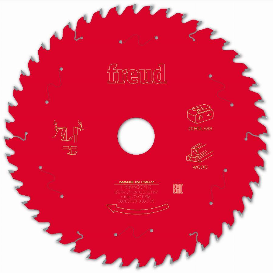 Lame pour scie circulaire portative sans fil FREUD - Ø216 1,7/1,2 AL30 Z48 BA 15° - F03FS10071 -FR16W002TC - Imagen 2