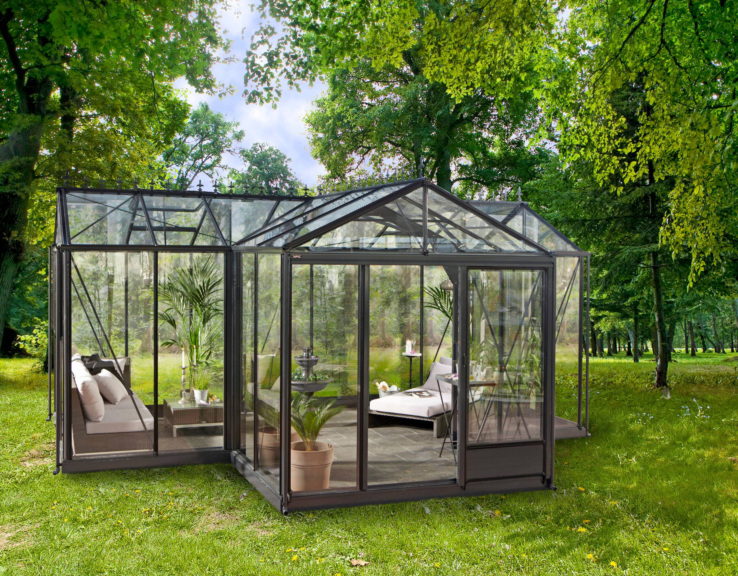 15m²  -  Serre en verre trempé - Euro T Classic - Laquée - 15m² - gris anthracite - L'atelier Des Serres - Imagen 5