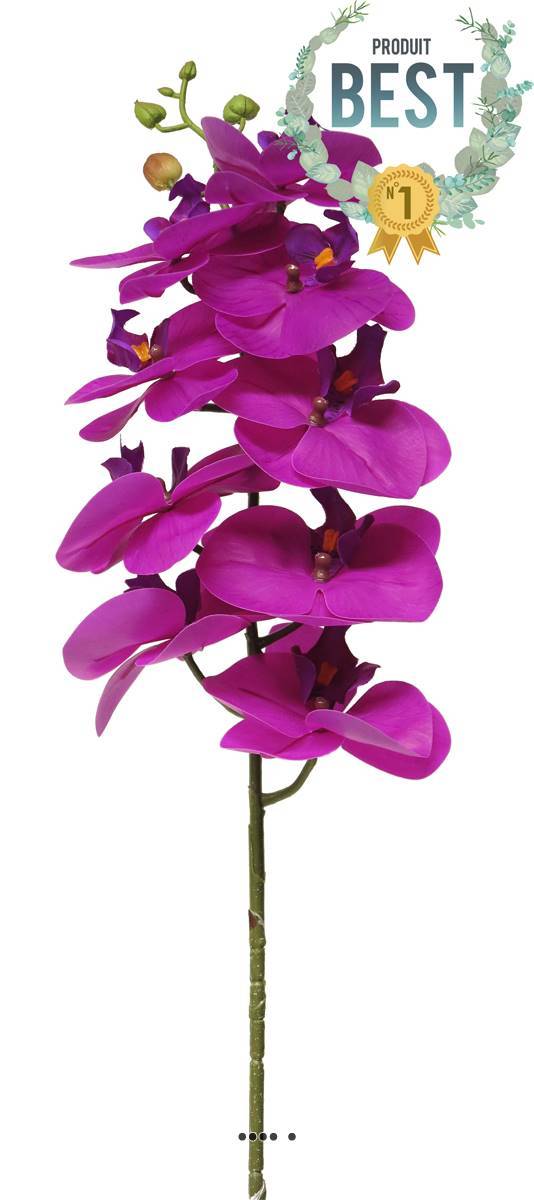 Artificielles - Tige orchidée phalaenopsis faux 9fleurons Real touch H77cmPourpre-BEST - couleur: Pourpre - Imagen 1