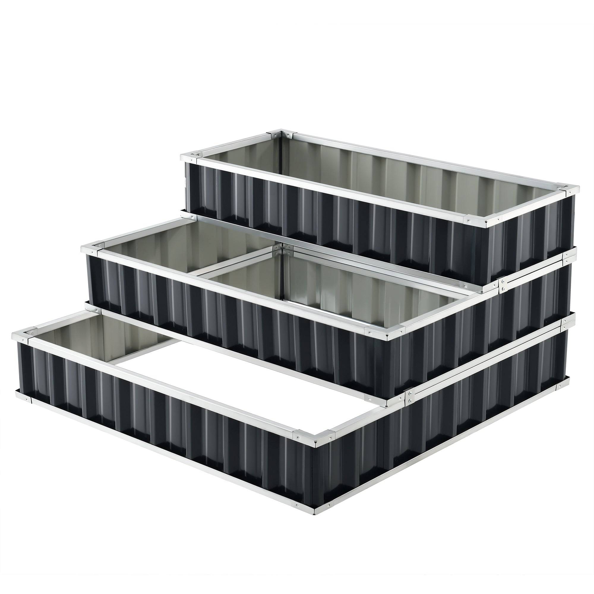 Helloshop26 - Carré potager à 3 niveaux en acier galvanisé 118 x 118 x 60 cm anthracite - Imagen 1