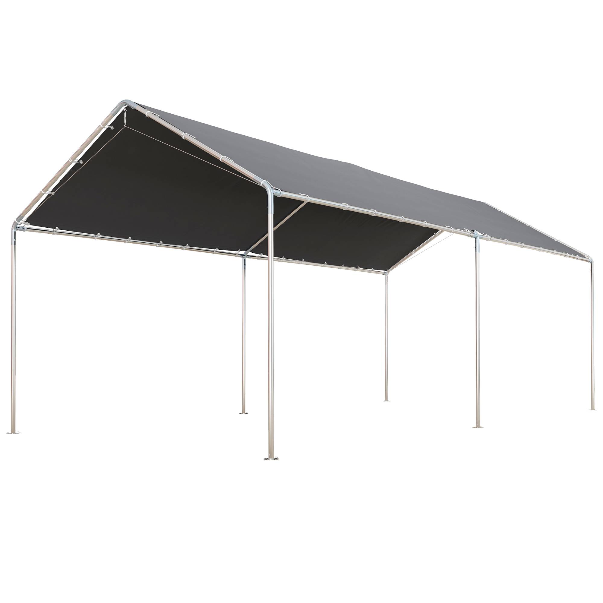 Outsunny - Carport auvent pour voiture 5,95L x 2,90l x 2,60H m acier galvanisé robuste PE haute densité gris - Outsunny - Imagen 1
