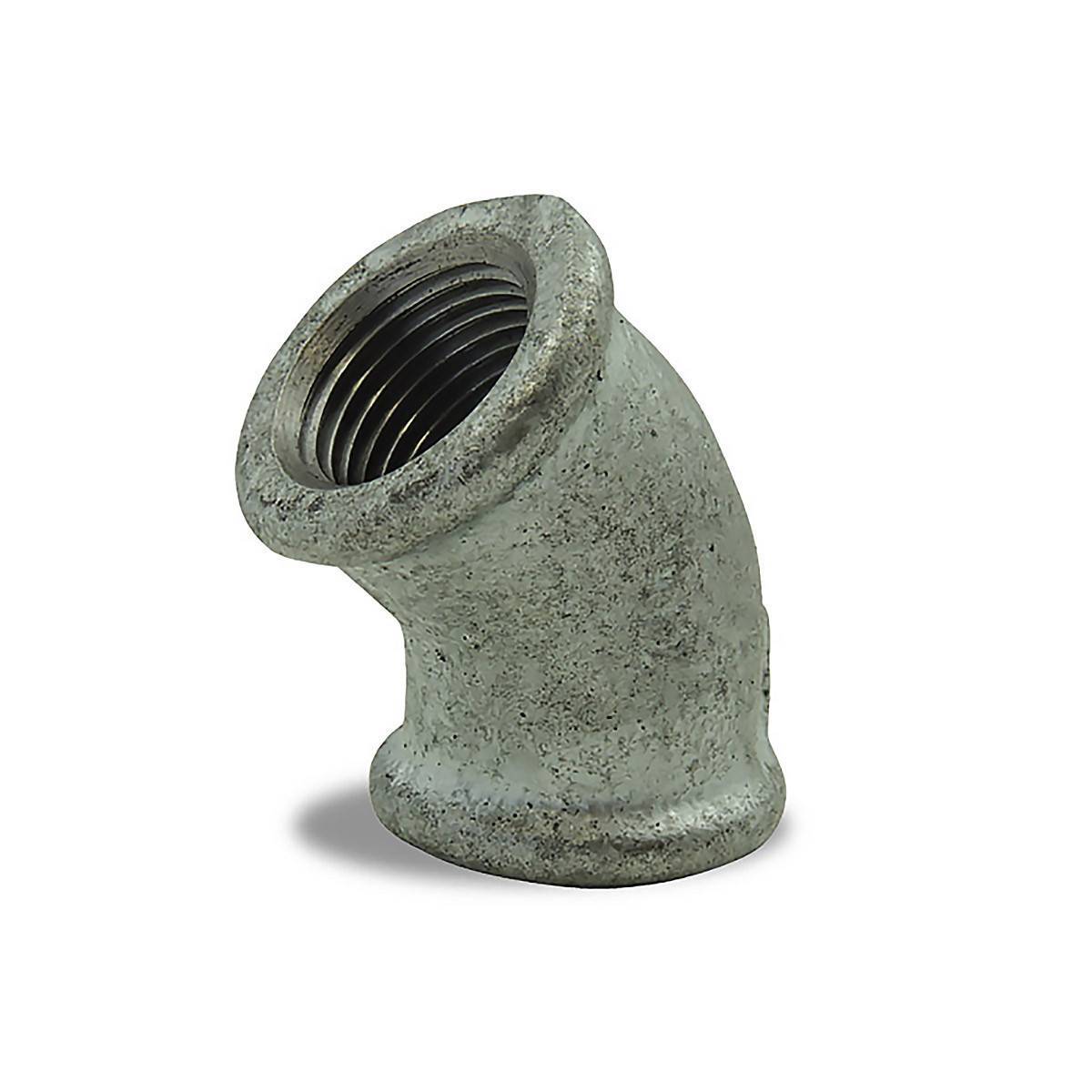 Coude 45° galvanisé femelle femelle en fonte malléable - 1/2'' - Image 1
