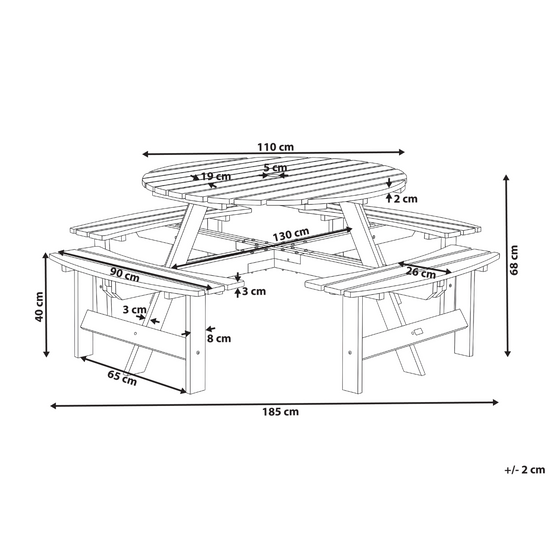 Beliani - Table de repas, 4 Personnes Bois de sapin Marron clair CAPARCOTTA - 185x185x68- Beliani - Image 2